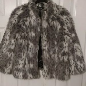 Faux fur jacket with hook closures
